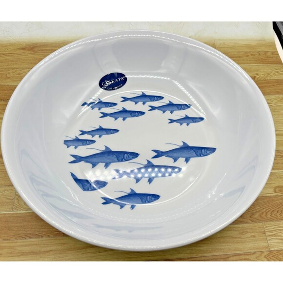 Caskata 100% Melamine Fish School 13" Pasta Serving Bowl‎ Nautical Coastal Blue - Picture 11 of 15